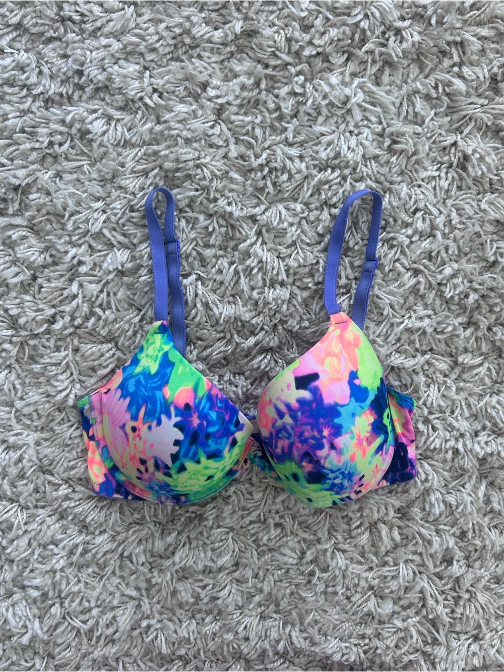 PINK Victoria's Secret Neon Tie-Dye Molded Push-Up Bra - Blue, Green, Pink
